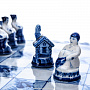 Шахматы фарфоровые "Баня". Гжель 44х44 см, фотография 4. Интернет-магазин ЛАВКА ПОДАРКОВ