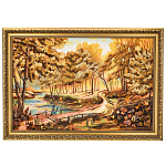 Картина янтарная "Пейзаж с рекой" 60х40 см