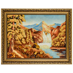 Картина янтарная "Водопад в горах" 30х40 см