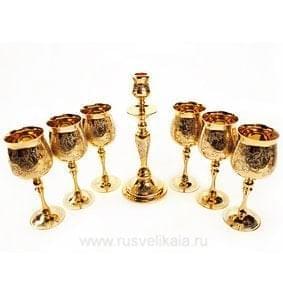 27170 Златоуст Набор:БЛЮДО 370мм+6 фужеров + ПОДСВЕЧНИК