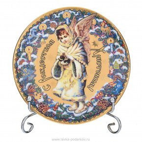 Декоративная тарелка на религиозную тематику "Ангел с птичкой", фотография 0. Интернет-магазин ЛАВКА ПОДАРКОВ