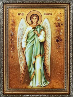 Картина янтарная "Икона Ангел-Хранитель", фотография 0. Интернет-магазин ЛАВКА ПОДАРКОВ