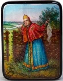  Художественная роспись Шкатулка "Русь счастливая.Девушка" 55  