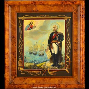 Икона в киоте "Праведный адмирал Федор Ушаков", фотография 0. Интернет-магазин ЛАВКА ПОДАРКОВ