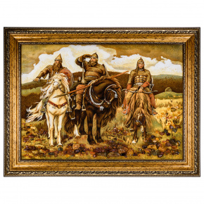 Картина янтарная "Три богатыря" 60 х 80 см, фотография 0. Интернет-магазин ЛАВКА ПОДАРКОВ