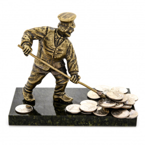 Бронзовая статуэтка "Греби деньги лопатой", фотография 0. Интернет-магазин ЛАВКА ПОДАРКОВ