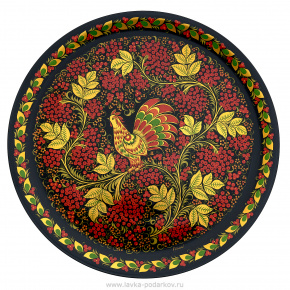 Деревянное панно-тарелка с росписью. Хохлома 50х50 см, фотография 0. Интернет-магазин ЛАВКА ПОДАРКОВ