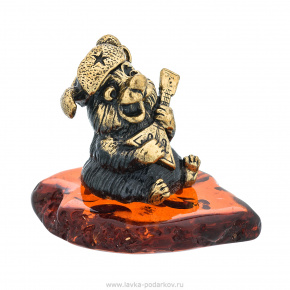 Статуэтка с янтарем "Медведь с балалайкой", фотография 0. Интернет-магазин ЛАВКА ПОДАРКОВ
