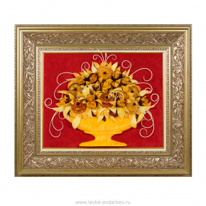 Картина янтарная "Ваза с цветами" 65 х 55 см, фотография 0. Интернет-магазин ЛАВКА ПОДАРКОВ