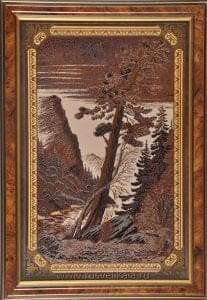 10057 Златоуст ГРАВЮРА "СОСНА" в раме 1184  (0818)