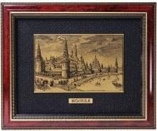 /30*40см-зол Офорт черно-белый "Старая Москва. Вид на Кремль"ЗОЛОЧЕНИЕ 