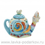 Чайник коллекционный "Улитка". Гжель в цвете