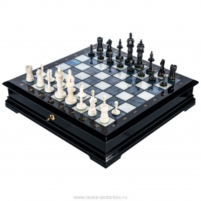 Шахматы с перламутром и фигурами из кости 45х45 см, фотография 0. Интернет-магазин ЛАВКА ПОДАРКОВ