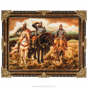 Картина янтарная "Три богатыря" 60х80 см, фотография 0. Интернет-магазин ЛАВКА ПОДАРКОВ