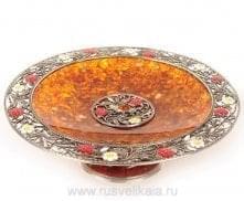 3779-С Янтарь Блюдо "Малинка" в ПУ Серебро 875* 