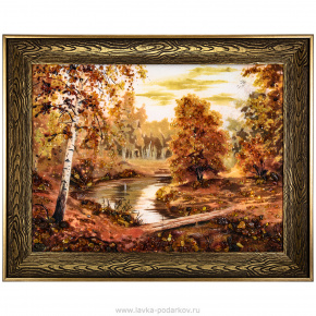 Картина янтарная "Золотая осень" 98х78 см, фотография 0. Интернет-магазин ЛАВКА ПОДАРКОВ