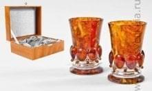 16006-С-2перс Янтарь Набор стопок "Солнышко" 2 персоны  в ПУ Серебро 875*