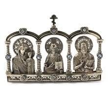  /5*6,5см Юв.Миниатюра ИКОНА -ТРИПТИХ Автомобильная  Бронза,Фианиты