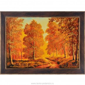 Янтарная картина пейзаж "Золотая осень 2", фотография 0. Интернет-магазин ЛАВКА ПОДАРКОВ