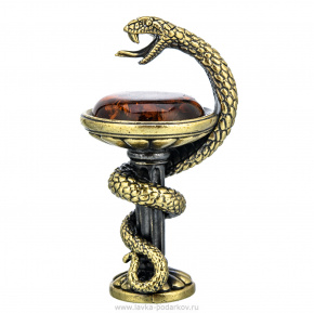 Статуэтка с янтарем "Змея. Сосуд Гигеи", фотография 0. Интернет-магазин ЛАВКА ПОДАРКОВ