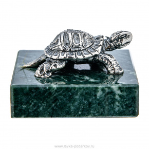 Статуэтка "Черепаха" на каменной подставке. Серебро 925*, фотография 0. Интернет-магазин ЛАВКА ПОДАРКОВ
