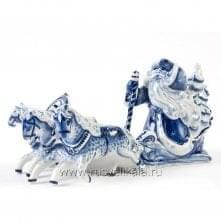 8829 Гжель Скульптура "Тройка" 24*13*14см Авт. Черновы Л.и В. 