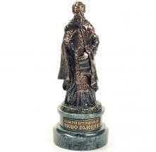 9779/РЛЗ Бронза Скульптура "Преподобный Иосиф Волоцкий" на подствке Мрамор Эмаль 17см