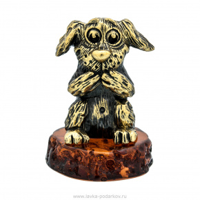 Статуэтка с янтарем "Собака - не скажу", фотография 0. Интернет-магазин ЛАВКА ПОДАРКОВ