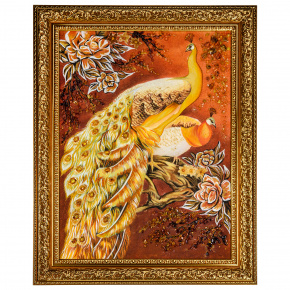 Картина янтарная "Павлины" 80х60 см, фотография 0. Интернет-магазин ЛАВКА ПОДАРКОВ