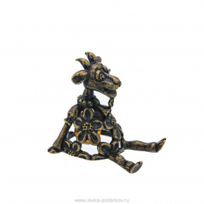 Колокольчик с янтарем "Коза", фотография 0. Интернет-магазин ЛАВКА ПОДАРКОВ