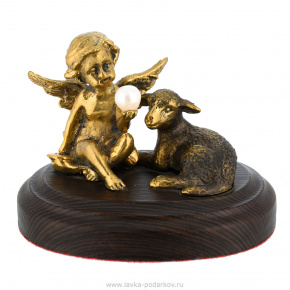 Скульптура бронзовая "Ангел с ягненком", фотография 0. Интернет-магазин ЛАВКА ПОДАРКОВ