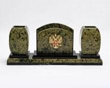 05014/Ф Нат.камень Письменный набор с Гербом Змеевик 