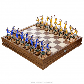 Шахматы деревянные с металлическими фигурами "Баскетбол" 47х47 см, фотография 0. Интернет-магазин ЛАВКА ПОДАРКОВ