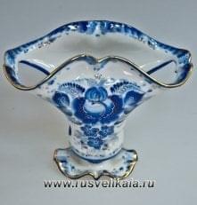 /зол Гжель Салфетница "Утро" в золоте 13*7*15см Авт. Алехин С.С.