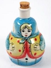 -0,05л  Фарфор МИНИ-ШТОФ "Игрушка-Матрешка" в цвете и  золоте 0,05л в комплекте 