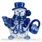 Чайник коллекционный "Снеговик". Гжель