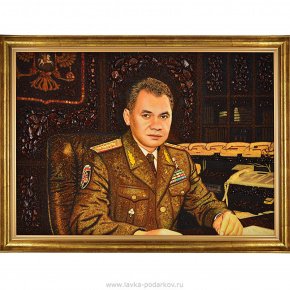 Картина янтарная "Портрет С.К. Шойгу", фотография 0. Интернет-магазин ЛАВКА ПОДАРКОВ