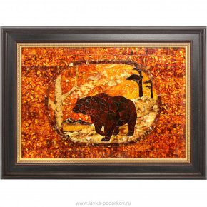 Янтарное панно "Медведь" мозаичное, фотография 0. Интернет-магазин ЛАВКА ПОДАРКОВ