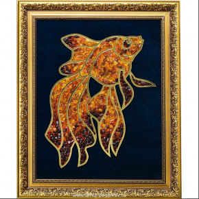 Янтарное панно "Золотая рыбка" , фотография 0. Интернет-магазин ЛАВКА ПОДАРКОВ