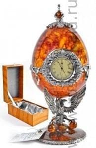 16026-Б Янтарь "Часы-шкатулка" 18см  Бронза