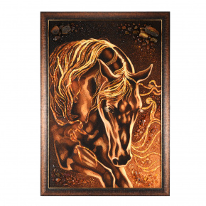 Картина янтарная "Конь вороной" 60х90 см, фотография 0. Интернет-магазин ЛАВКА ПОДАРКОВ