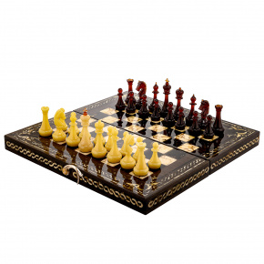 Шахматы деревянные "Ночь" с янтарными фигурами, фотография 0. Интернет-магазин ЛАВКА ПОДАРКОВ