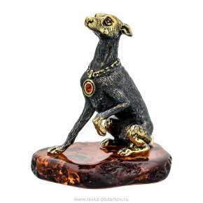 Статуэтка с янтарем "Собака Левретка", фотография 0. Интернет-магазин ЛАВКА ПОДАРКОВ