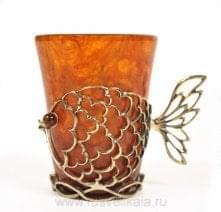 1538 -Б Янтарь СТОПКА в стопочнице "Рыбка"