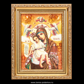 Картина янтарная "Икона Божией Матери Достойно есть", фотография 0. Интернет-магазин ЛАВКА ПОДАРКОВ