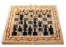 4030 Шахматная доска с фигурами "Готика" 56*56см Янтарь Карельская береза