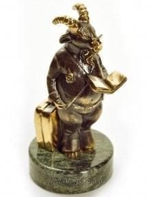 11509 Бронза Скульптура "Просто козел"Змеевик (4.14)