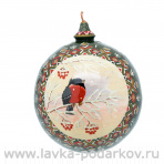 Новогодний елочный шар с росписью "Снегирь"