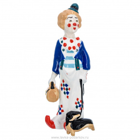 Керамическая статуэтка "Клоун с таксой", фотография 0. Интернет-магазин ЛАВКА ПОДАРКОВ