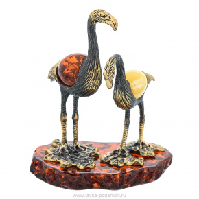 Статуэтка с янтарем "Птицы Фламинго", фотография 0. Интернет-магазин ЛАВКА ПОДАРКОВ
